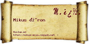 Mikus Áron névjegykártya